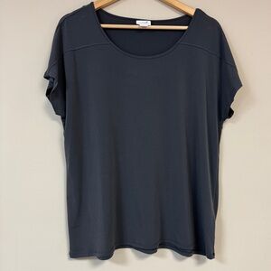 Gray Blouse Shirt Women XL Top Neutral Business Professional Workwear Minimalist